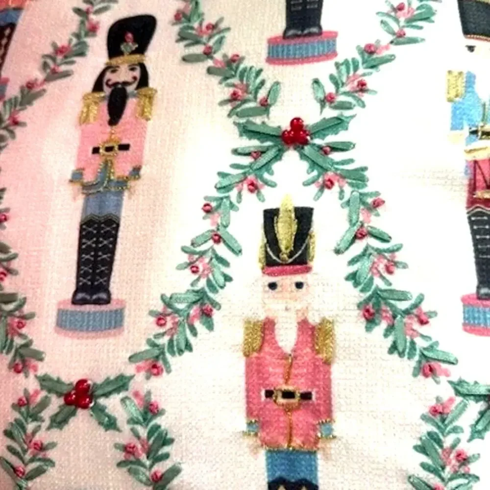 Lillian August Embroidered NUTCRACKER Pillow18x18 Pinkmas Holiday Decor NEW